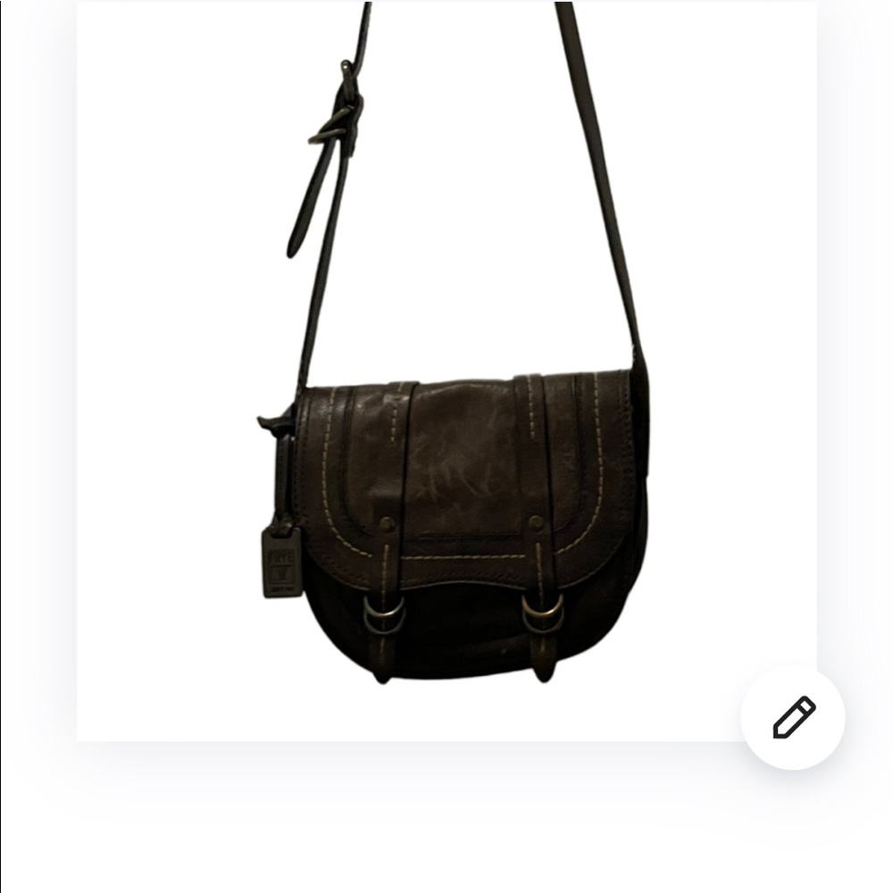 FRYE ANNA SADDLE HANDBAG DB222 CHARCOAL ITALIAN LEATHER $498 - Picture 3 of 16